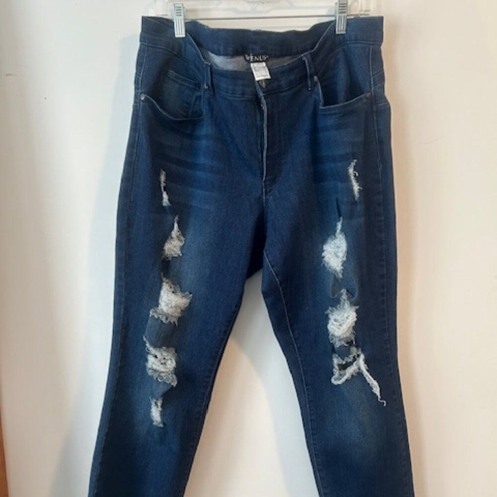 Venus 5 pocket distressed ankle jeans, size 20